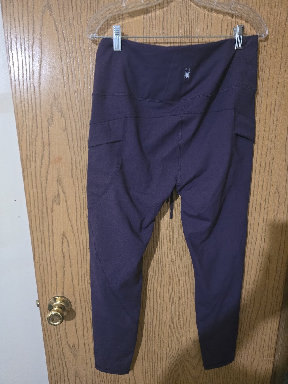 Nwt.Spider Purple Drawstring Active Leggings with Side Pockets - Picture 2 of 3